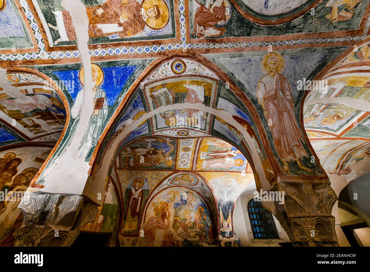 Colourful Crypt of the Frescoes, UNESCO World Heritage Site, Aquileia, Udine, Friuli-Venezia Giulia, Italy, Europe Stock Photo