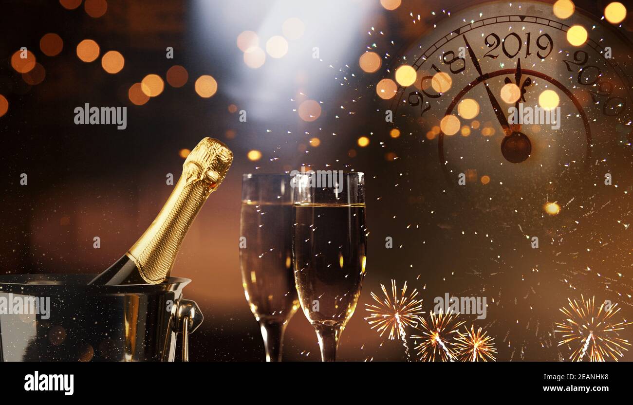 New years eve celebration background with champagne Stock Photo - Alamy
