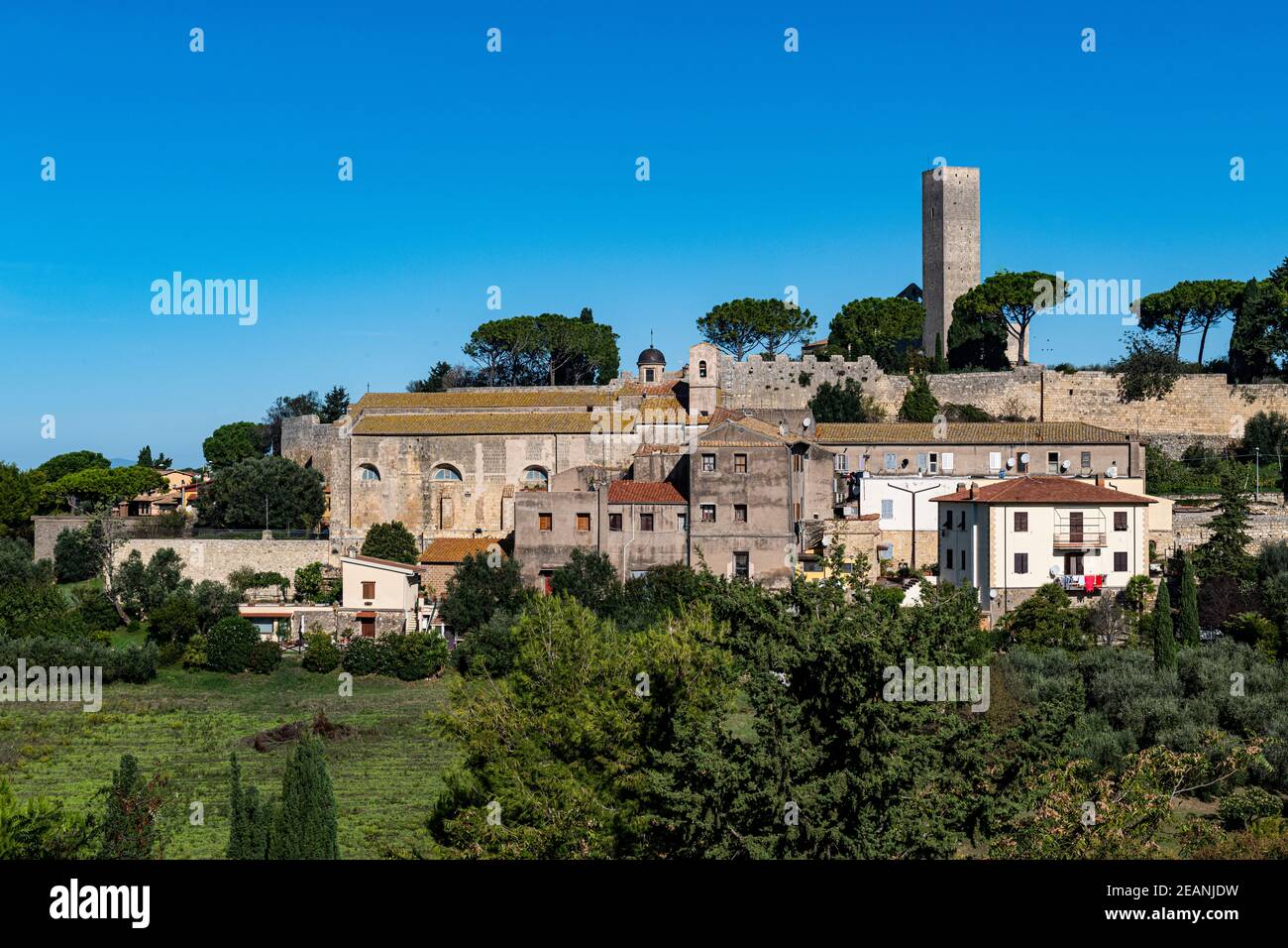 Panorama of Tarquinia, UNESCO World Heritage Site, Viterbo, Lazio, Italy, Europe Stock Photo