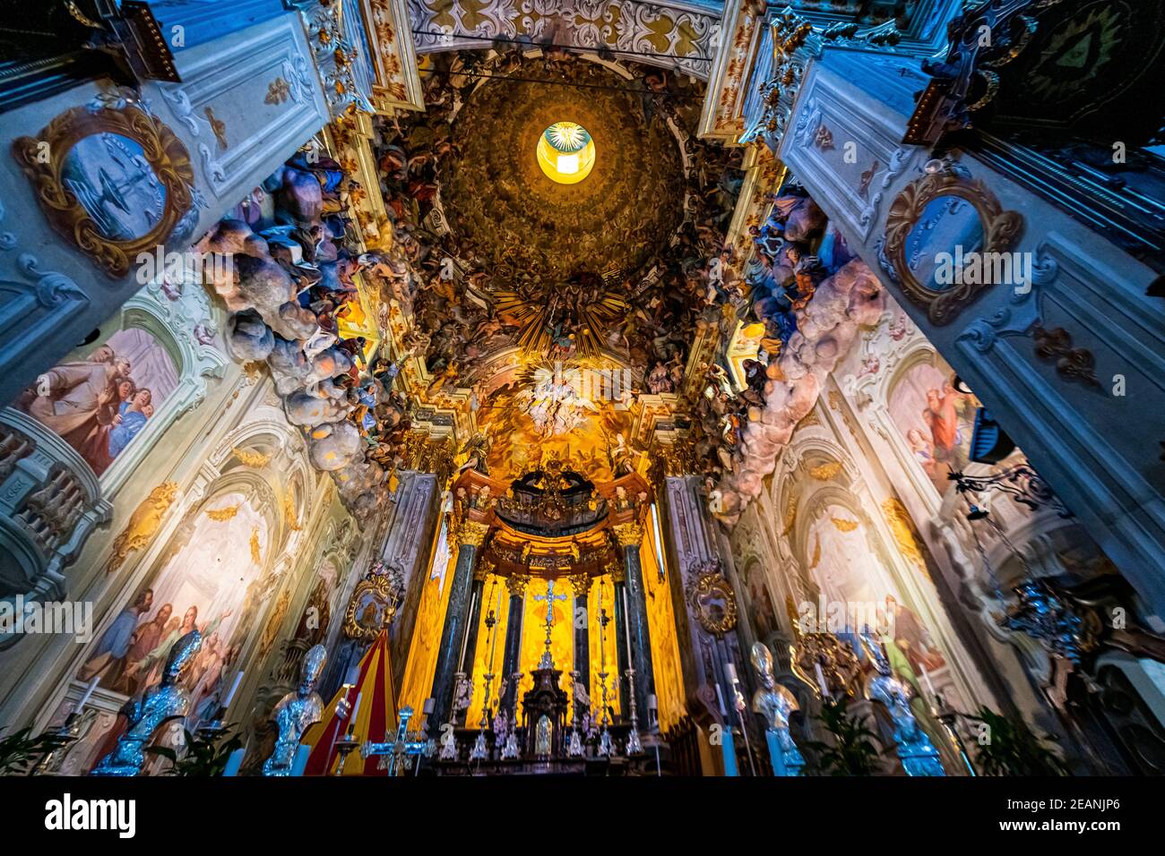 Interior of the Basilica di Santa Maria Assunta, UNESCO World Heritage Site, Sacro Monte di Varallo, Piedmont, Italy, Europe Stock Photo