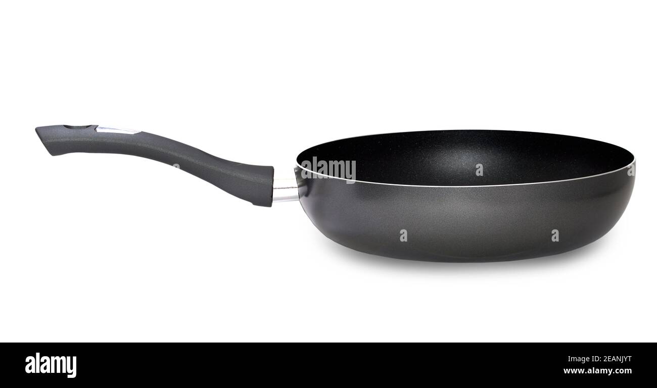 black fry pan over white background Stock Photo Alamy