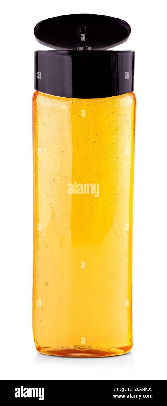 Yellow Shampoo bottle on a white background Stock Photo