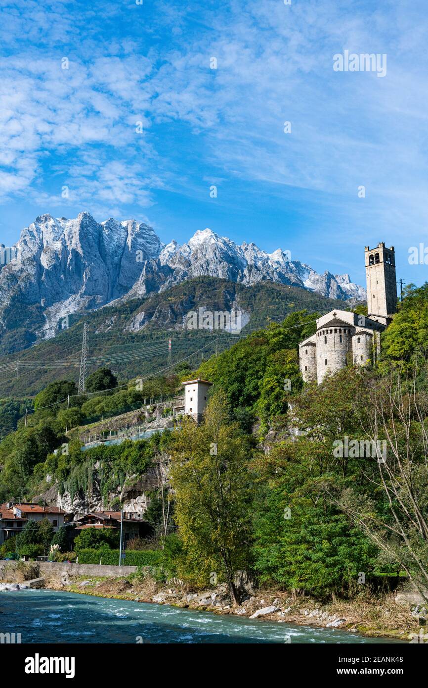 View over the mountains, Rock Engravings National Park of Naquane, UNESCO World Heritage Site, Valcamonica, Italy, Europe Stock Photo