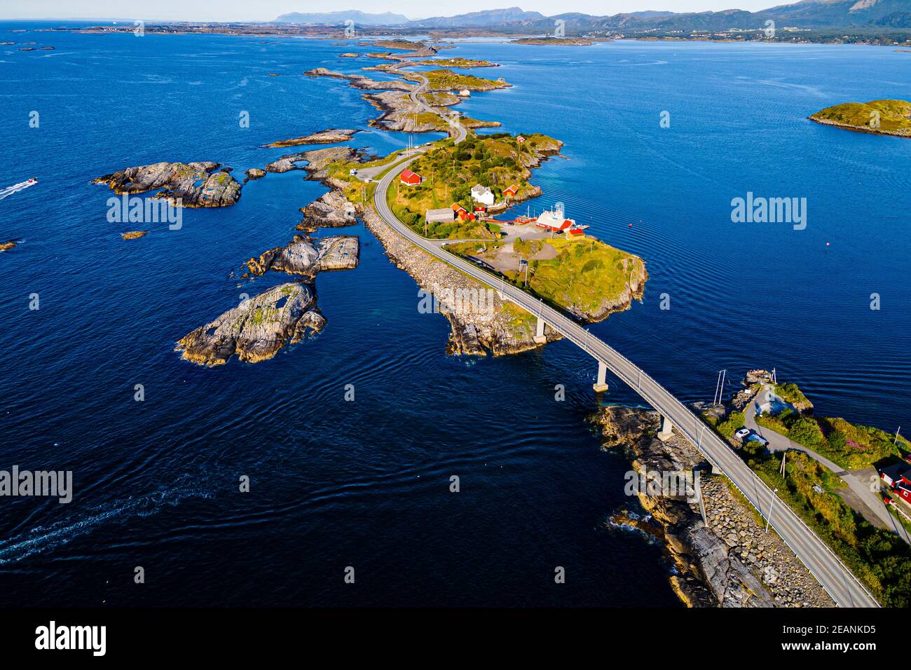 Aerial of the Atlantic Ocean Road, More og Romsdal county, Norway, Scandinavia, Europe Stock Photo