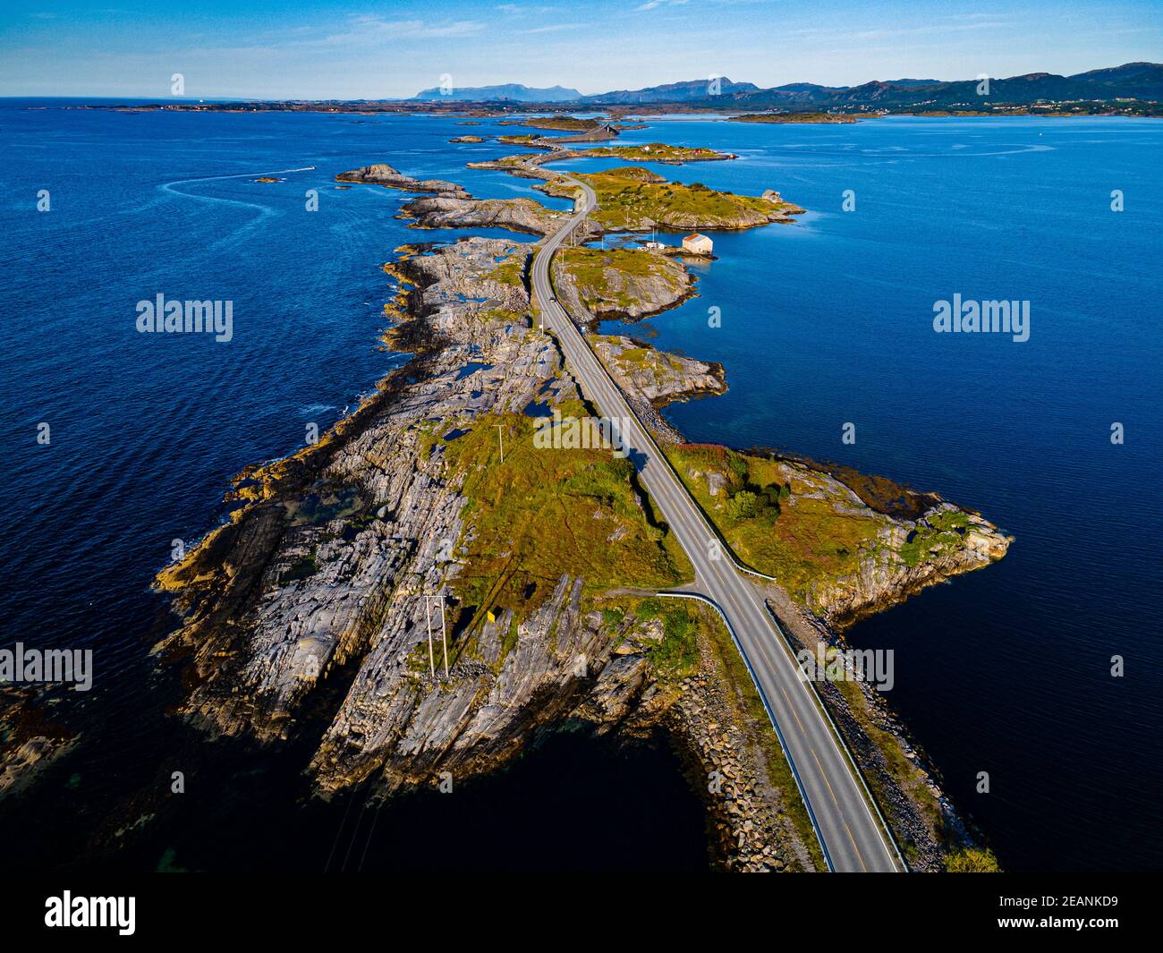 Aerial of the Atlantic Ocean Road, More og Romsdal county, Norway, Scandinavia, Europe Stock Photo