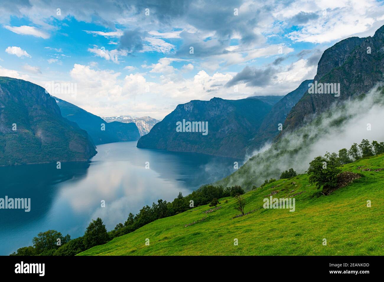 View over Aurlandsfjord, Aurland, Norway, Scandinavia, Europe Stock Photo