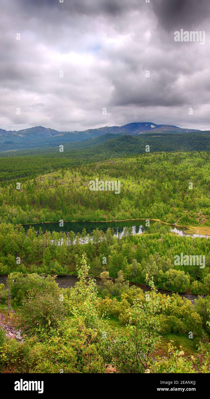 Fall forest and lake with colorful trees Stock Photo - Alamy