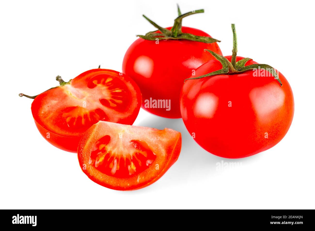 The Fresh Tomatoes isolated on white backgrond Stock Photo