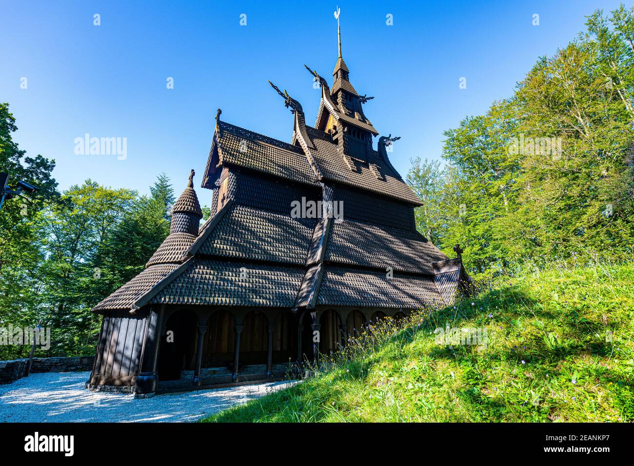 Fantoft Stave Church, Bergen, Norway, Scandinavia, Europe Stock Photo