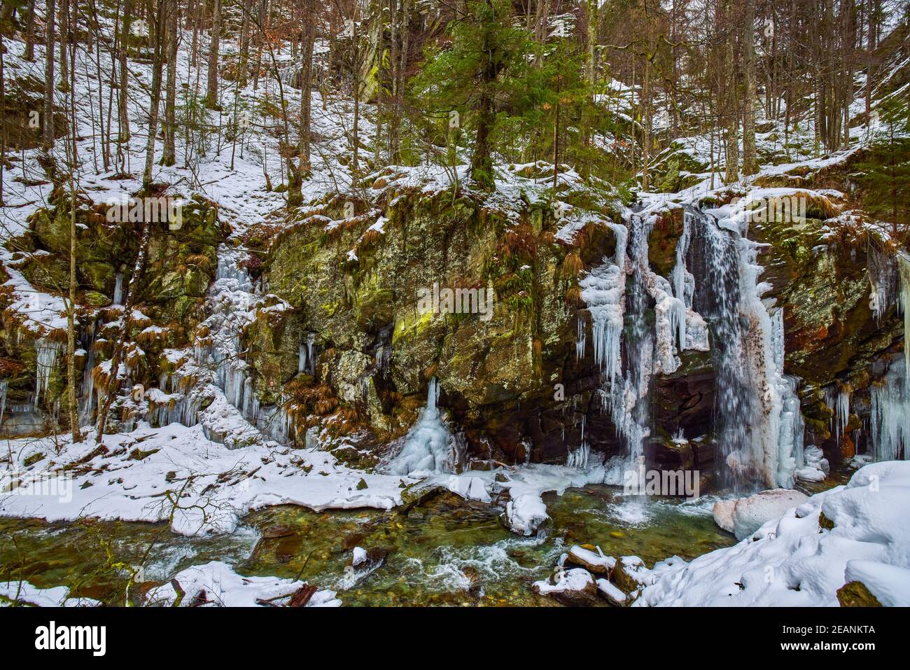 landscape with a mountain river in winter Stock Photo - Alamy