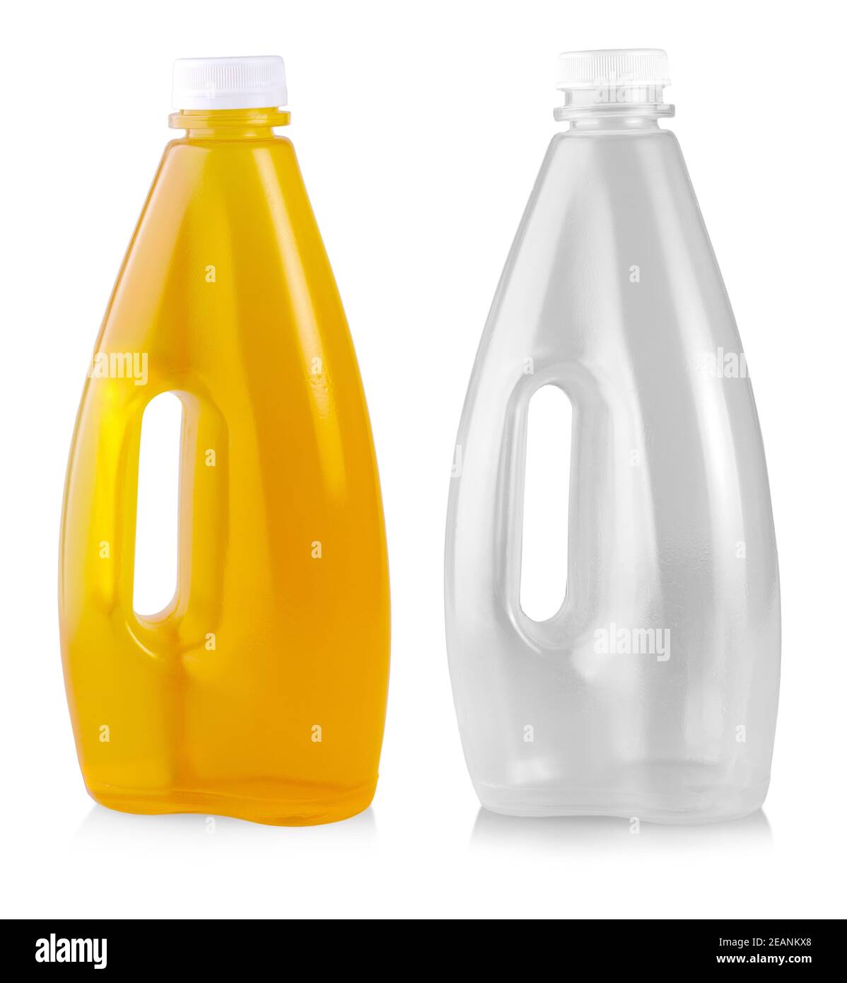 The Apple juice in plastic bottle isolated on white background Stock