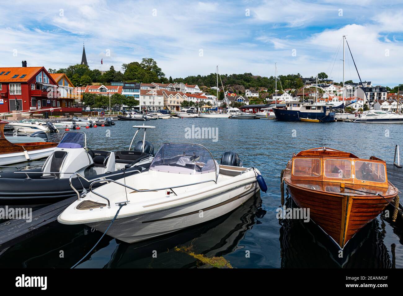 Harbour of the historic harbour town of Grimstad, Agder County, Norway, Scandinavia, Europe Stock Photo