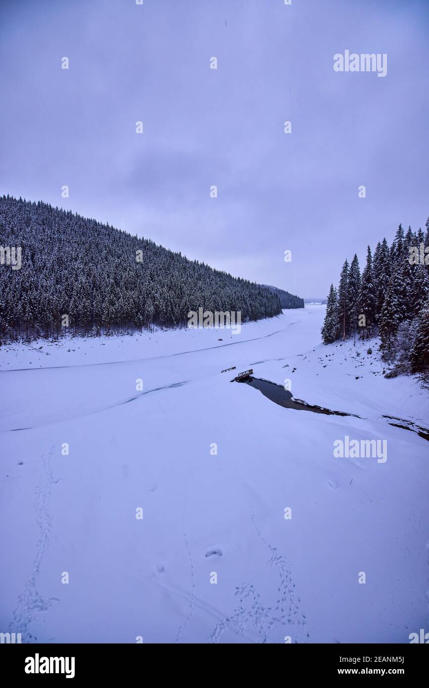 landscape with a mountain river in winter Stock Photo - Alamy