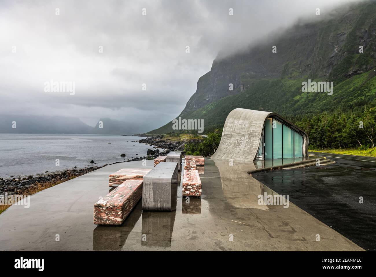 Reststop Ureddplassen toilet, Kystriksveien Coastal Road, Norway, Scandinavia, Europe Stock Photo