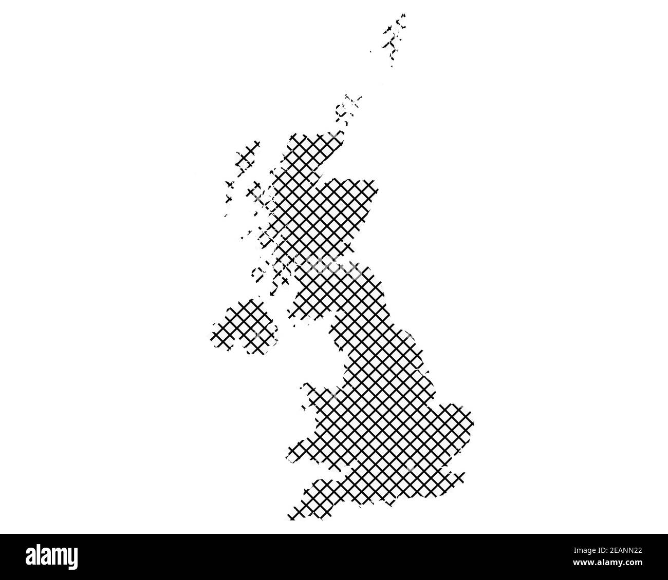 Karte von Grossbritannien auf einfachem Kreuzstich Stock Photo