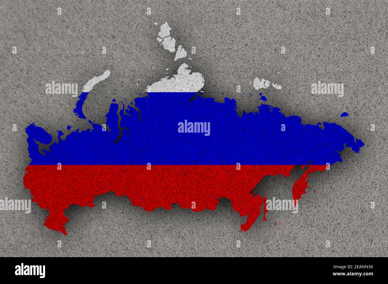 Map and flag of Russia on felt Stock Photo