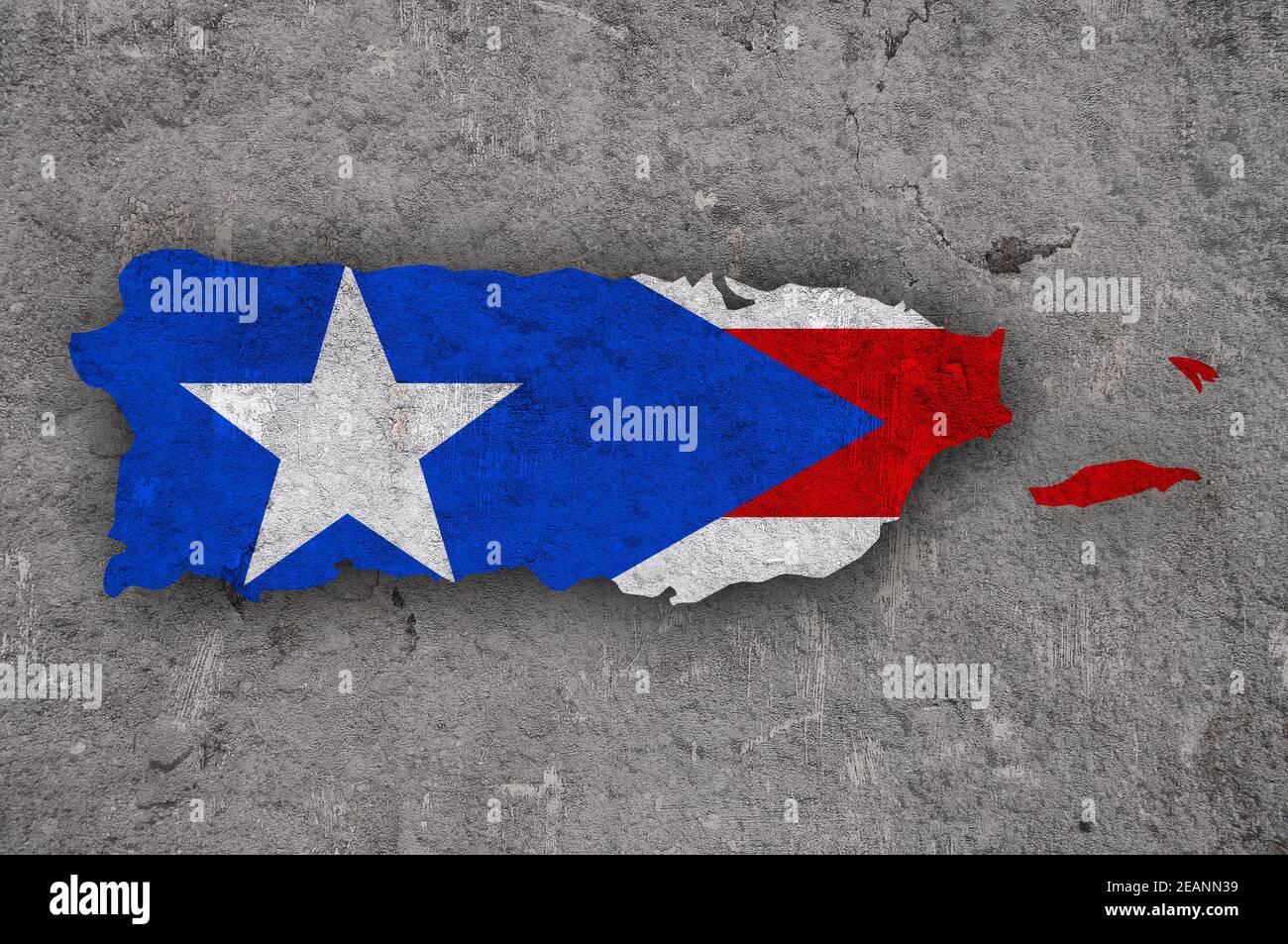 Map and flag of Puerto Rico on weathered concrete Stock Photo - Alamy