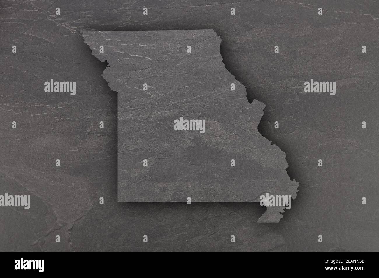 Map of Missouri on dark slate Stock Photo