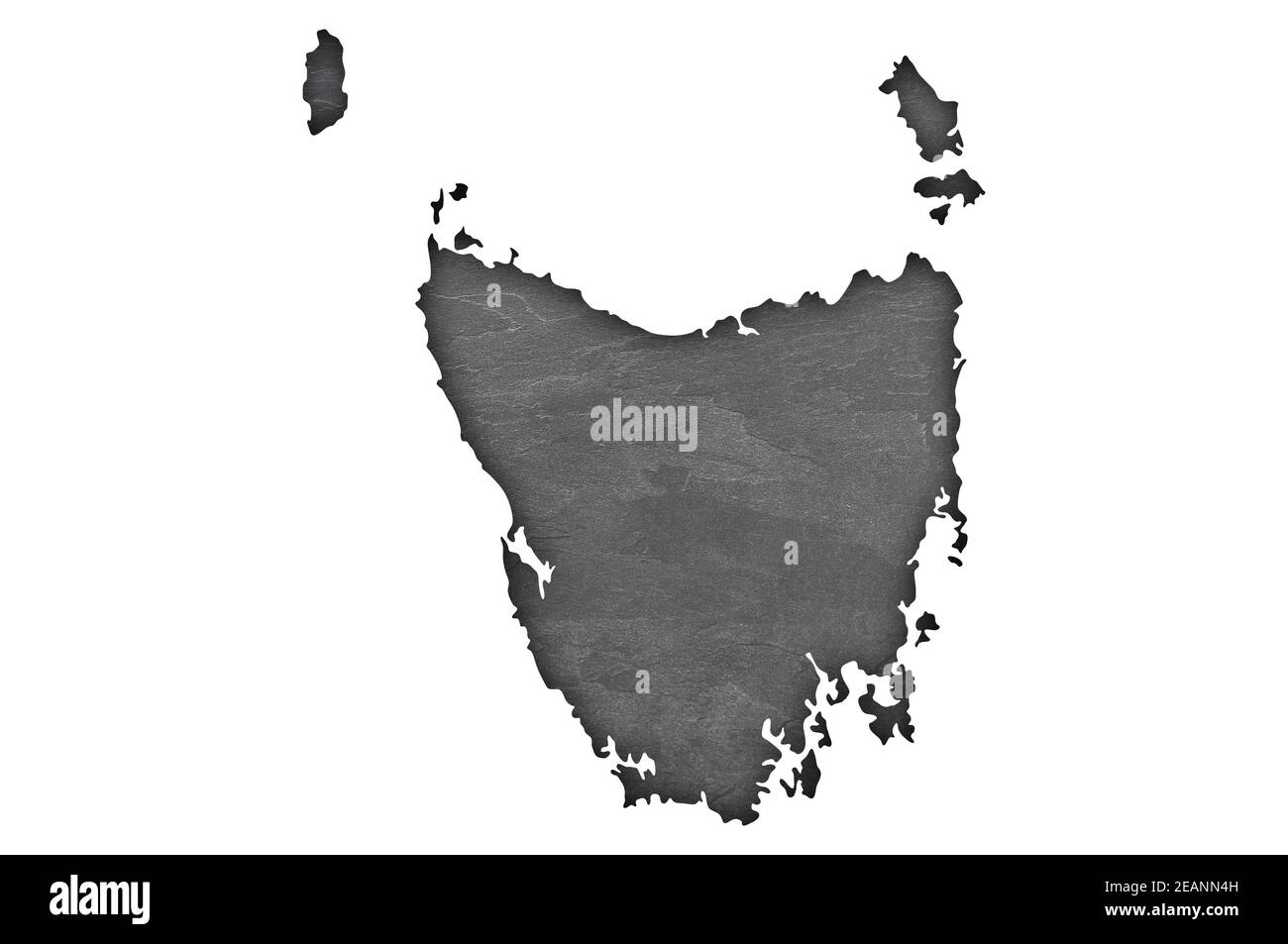 Map of Tasmania on dark slate Stock Photo