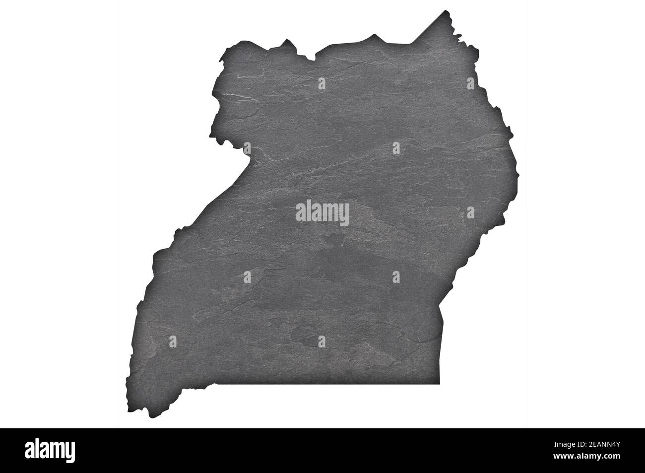 Map of Uganda on dark slate Stock Photo