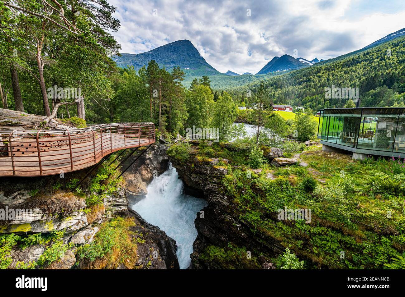 Rushing through a deep ravine, Gudbrandsjuvet, Trollstigen mountain road, Norway, Scandinavia, Europe Stock Photo