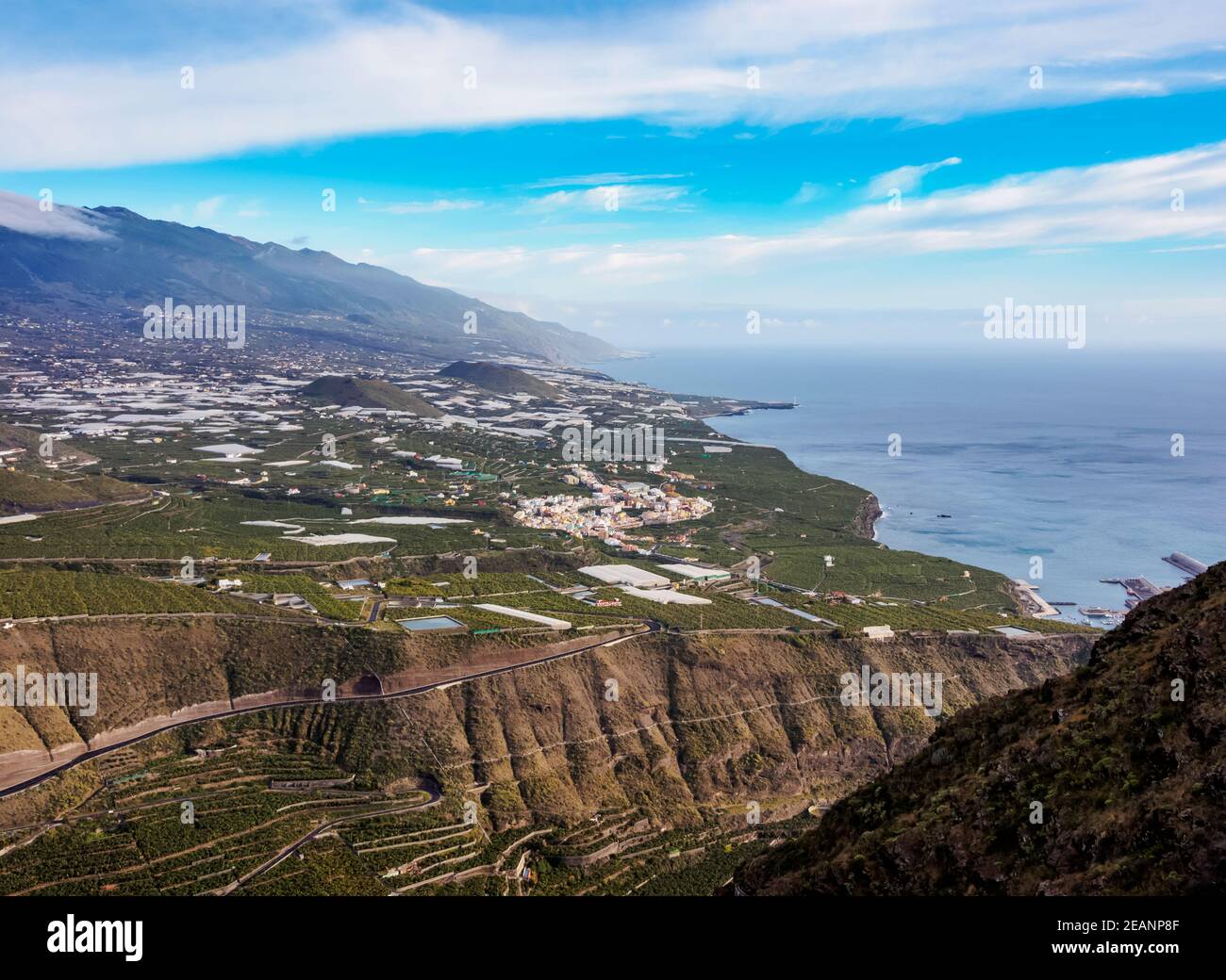 View towards Tazacorte from Mirador del Time, La Palma, Canary Islands, Spain, Atlantic, Europe Stock Photo