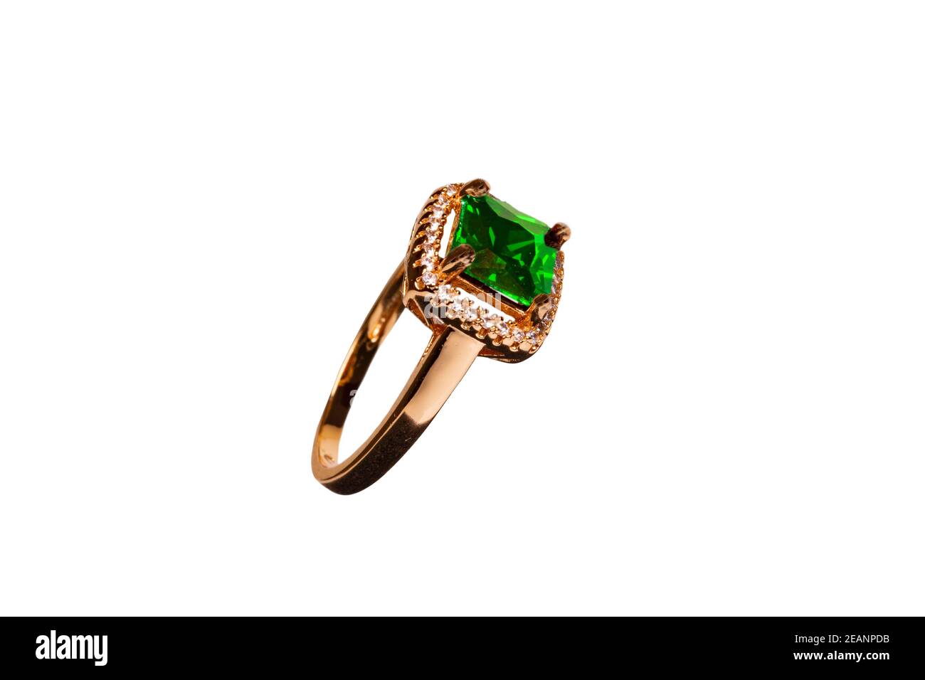 Silver ring green stone isolated hi res stock photography and