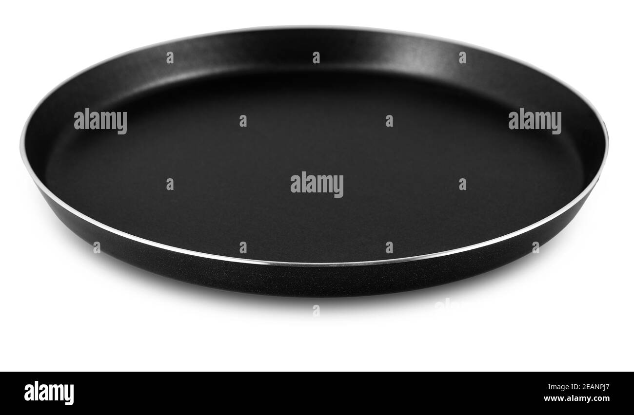 round frying pan without handle on white background Stock Photo Alamy
