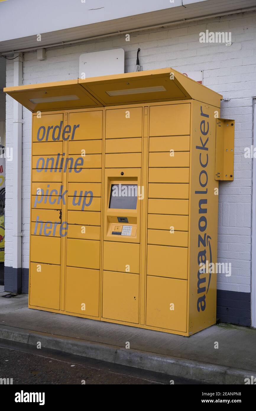 DONCASTER, UK JANUARY 29,, 2021. An Amazon Locker which is a secure