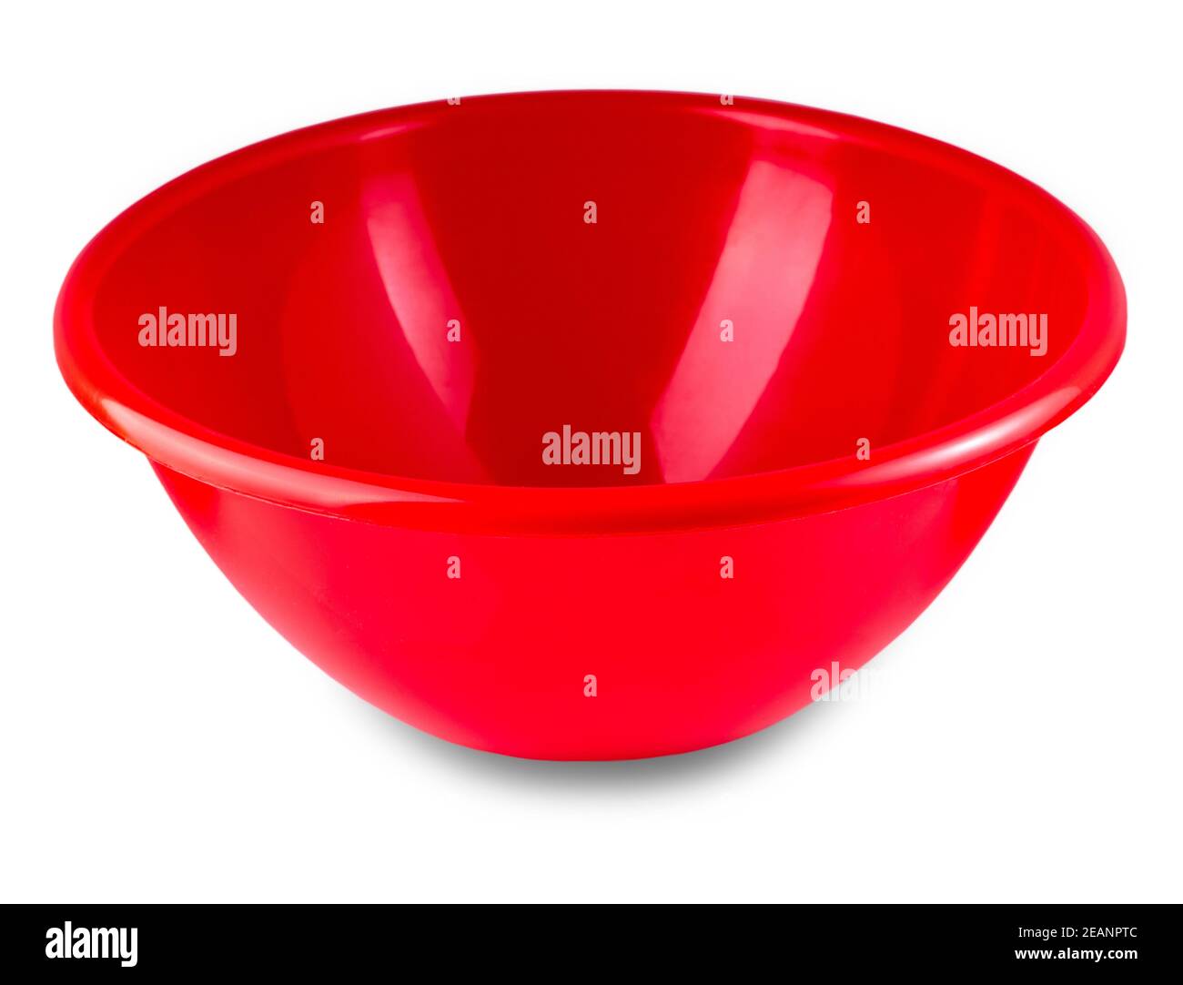 red plastic bowl isolated on white background Stock Photo