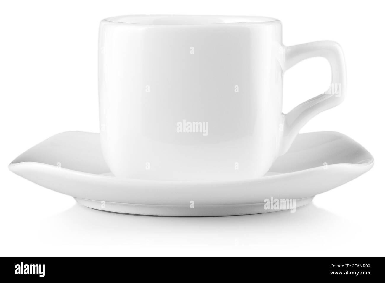 The white cup of coffee isolated on the white background Stock Photo