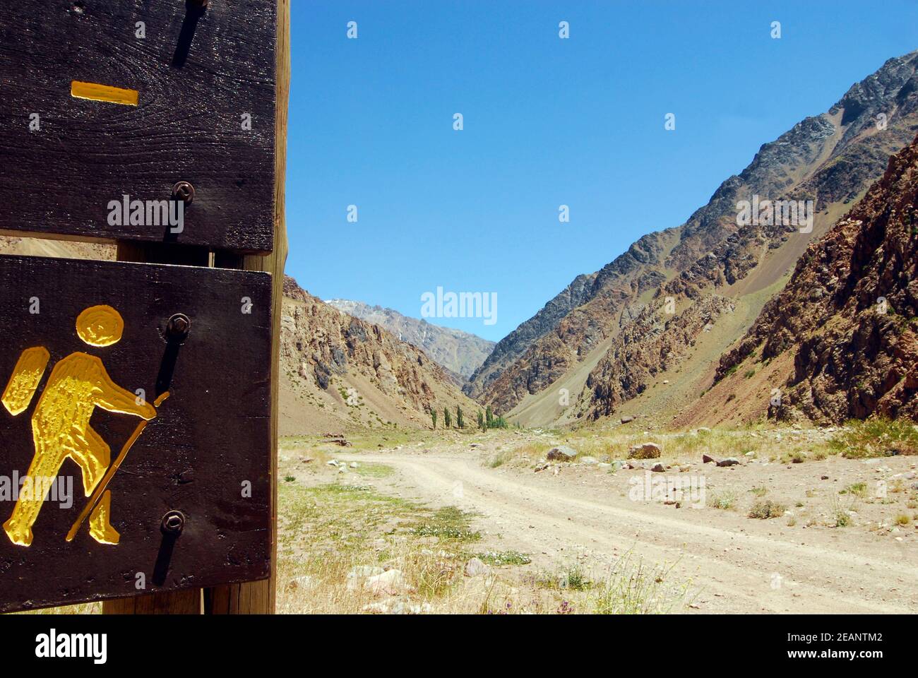 trekking in the Andes in Argentina Stock Photo