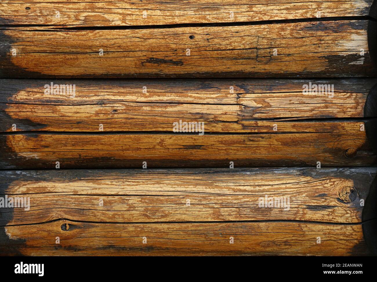 Background texture of vintage wooden logs wall Stock Photo