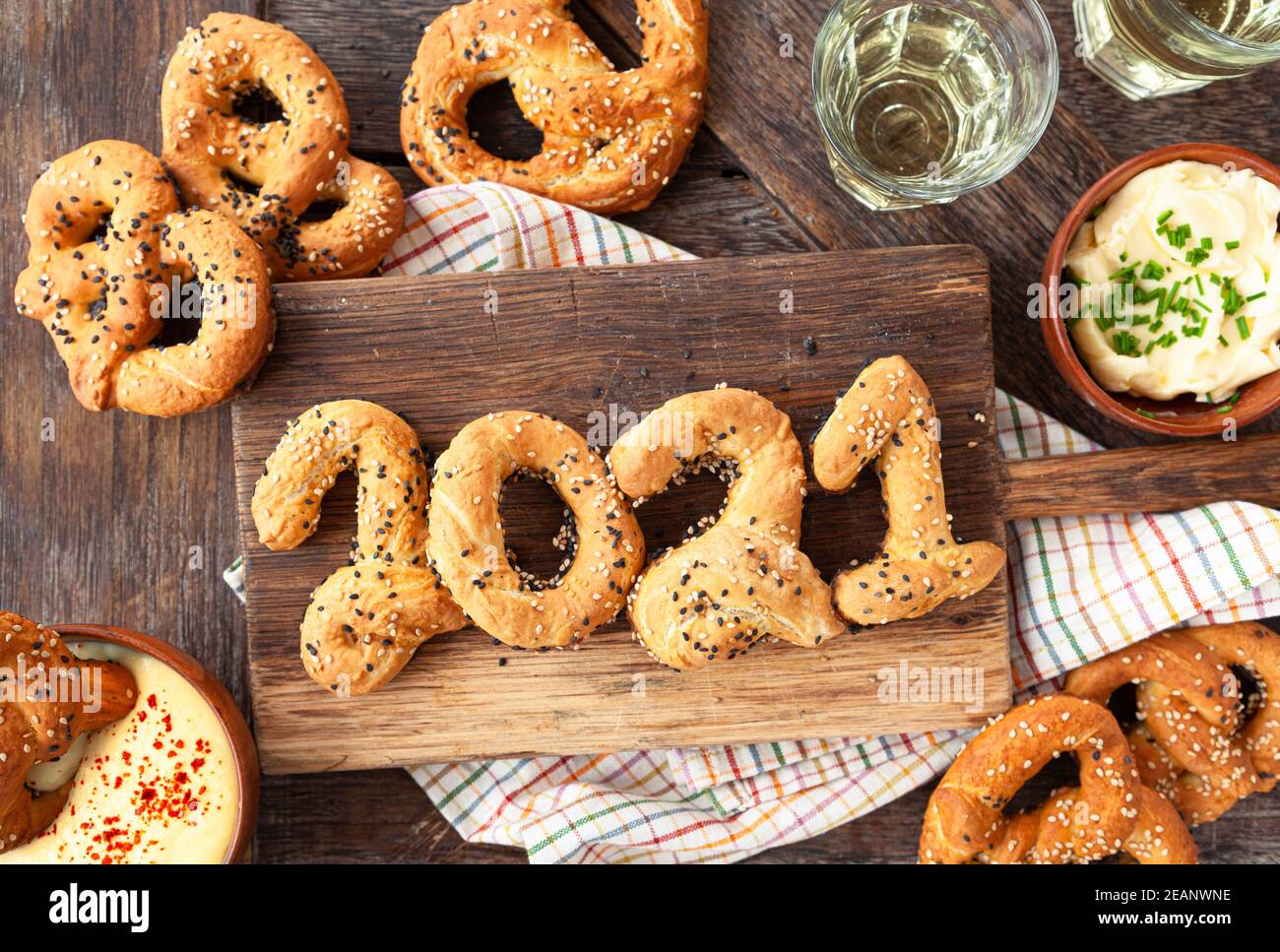 Homemade soft pretzels Stock Photo