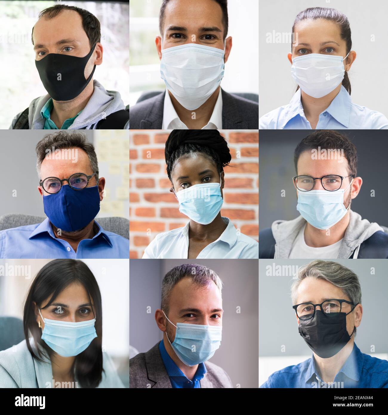 Diverse People Group Wearing Face Mask Stock Photo