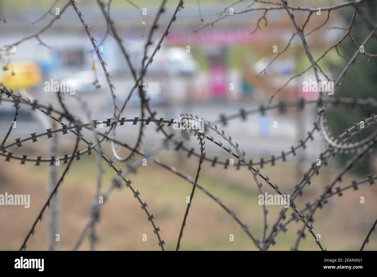 barbed wire in the penal system Stock Photo