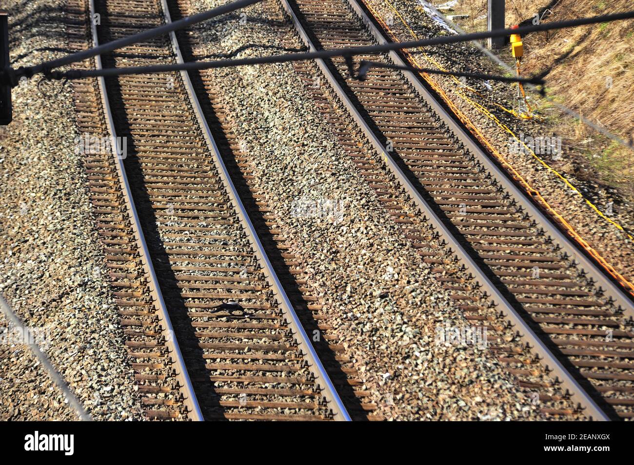 double track in rail traffic Stock Photo