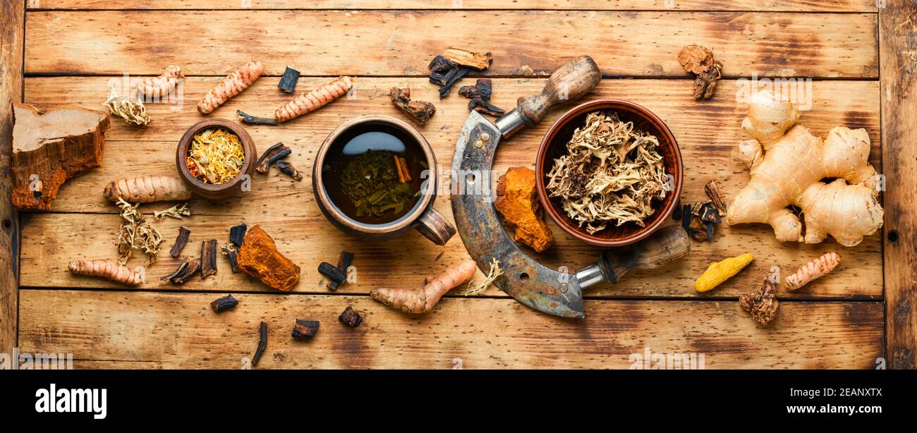 Medicinal herbal tea Stock Photo