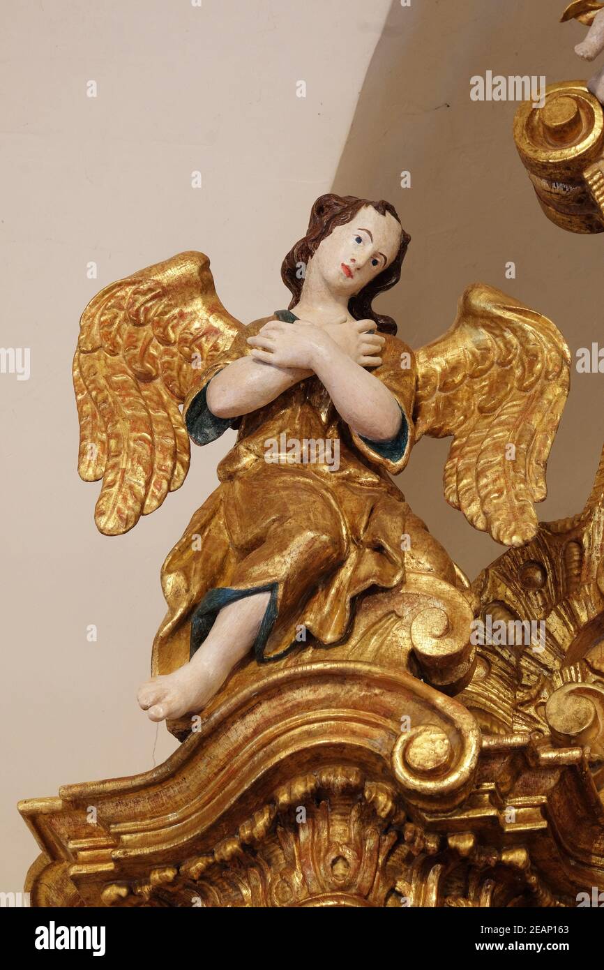 Angel on the main altar in chapel of Saint Roch in Zagreb, Croatia ...