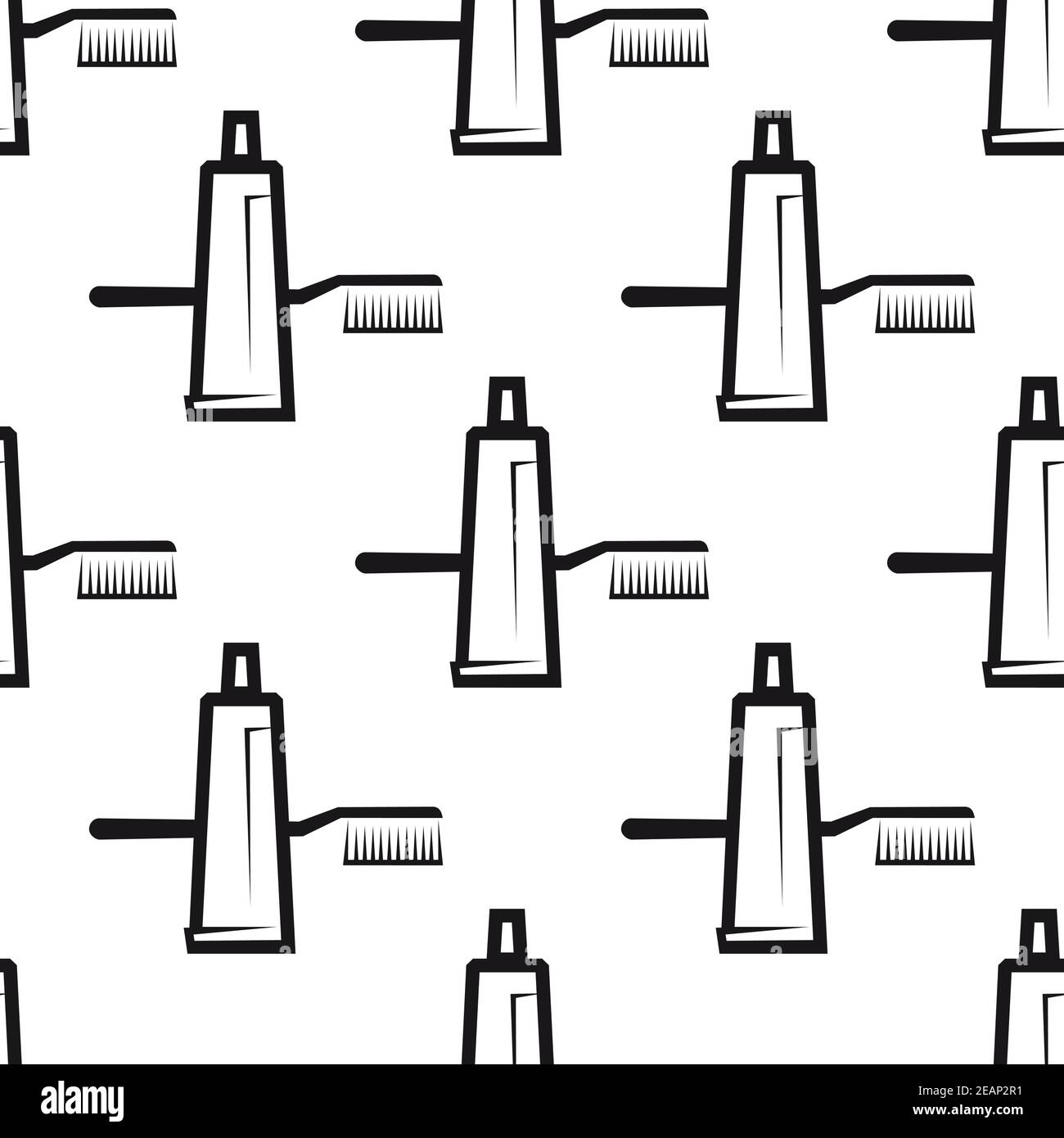 Seamless background pattern of toothpaste tube and tooth brush, for dental hygiene, health care and medicine design Stock Vector