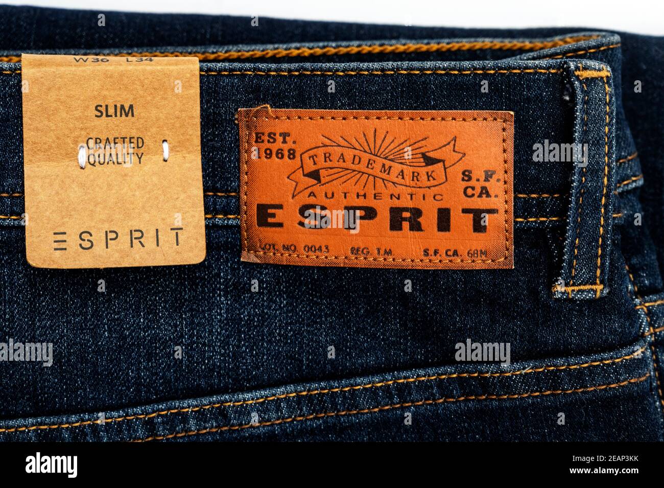 Esprit mens denim blue jeans Stock Photo - Alamy