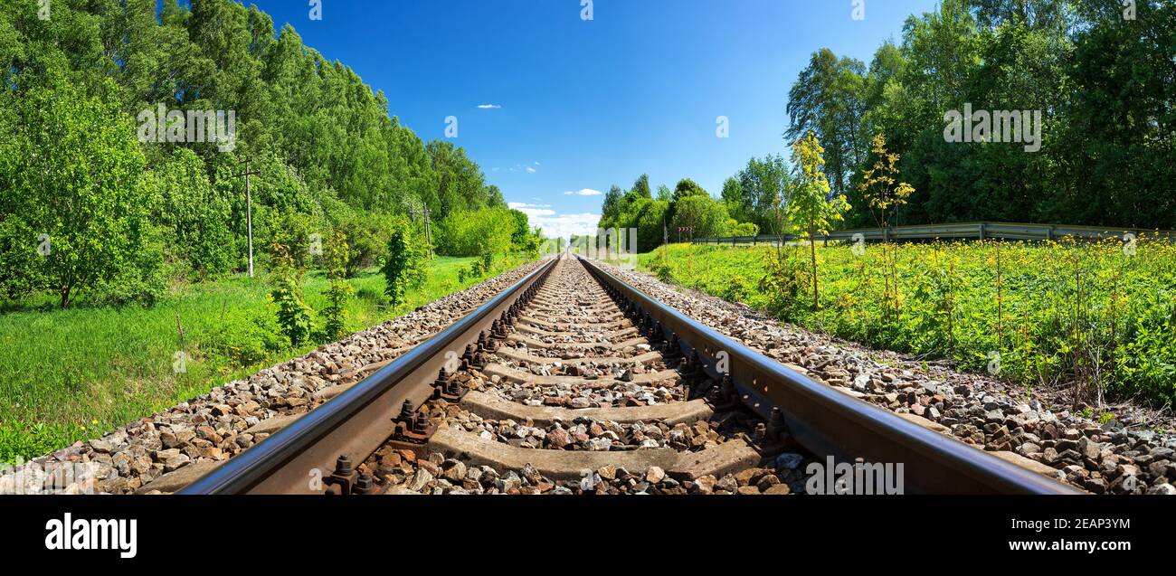 Railway outdoors on beautiful summer day Stock Photo