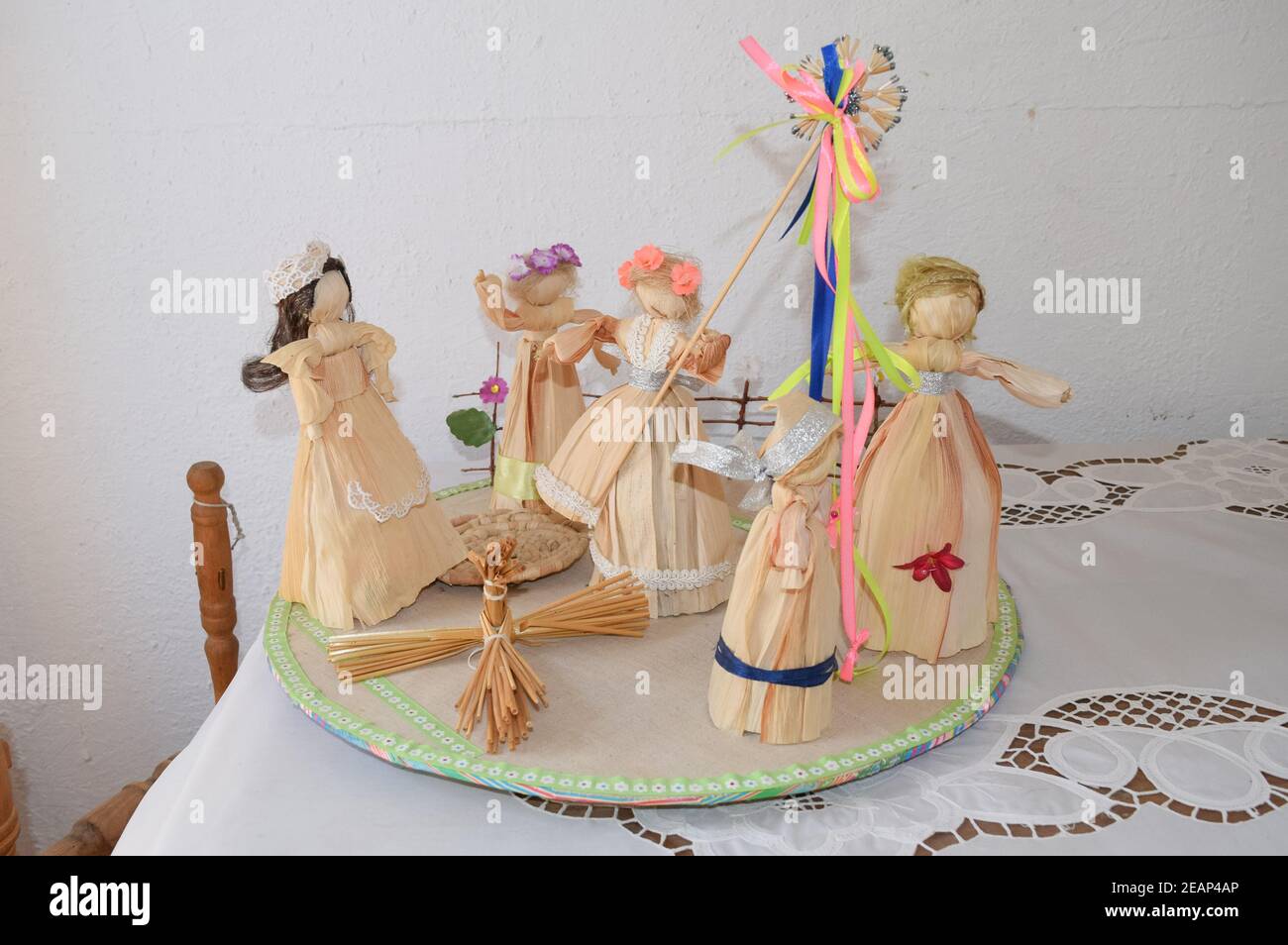 Dolls made of the skins of corn cobs Stock Photo