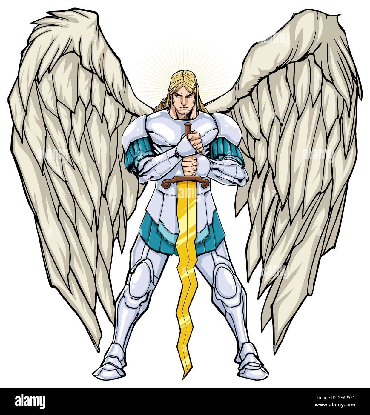 Archangel Michael Standing Stock Vector