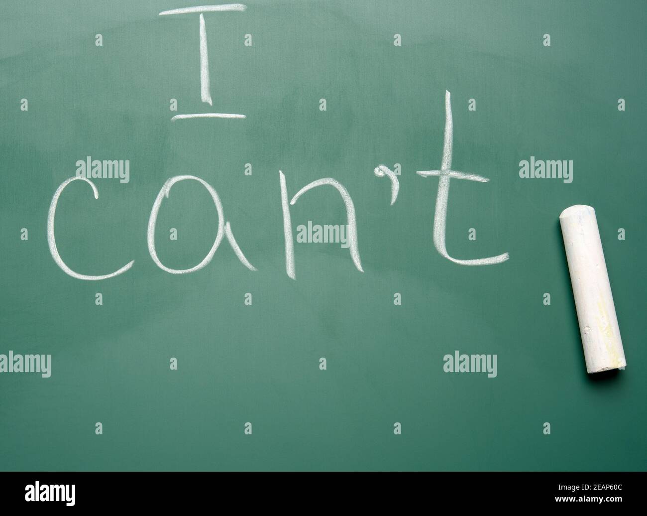 white chalk lettering i canâ€™t on a green chalk board Stock Photo Alamy