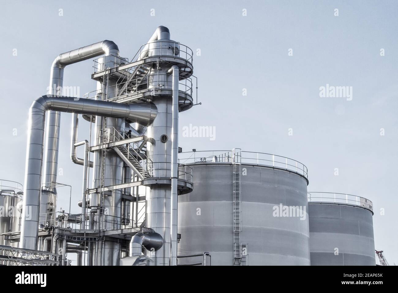 oil refinery shiny tubes Stock Photo