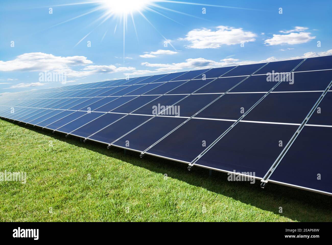 solar panels row Stock Photo