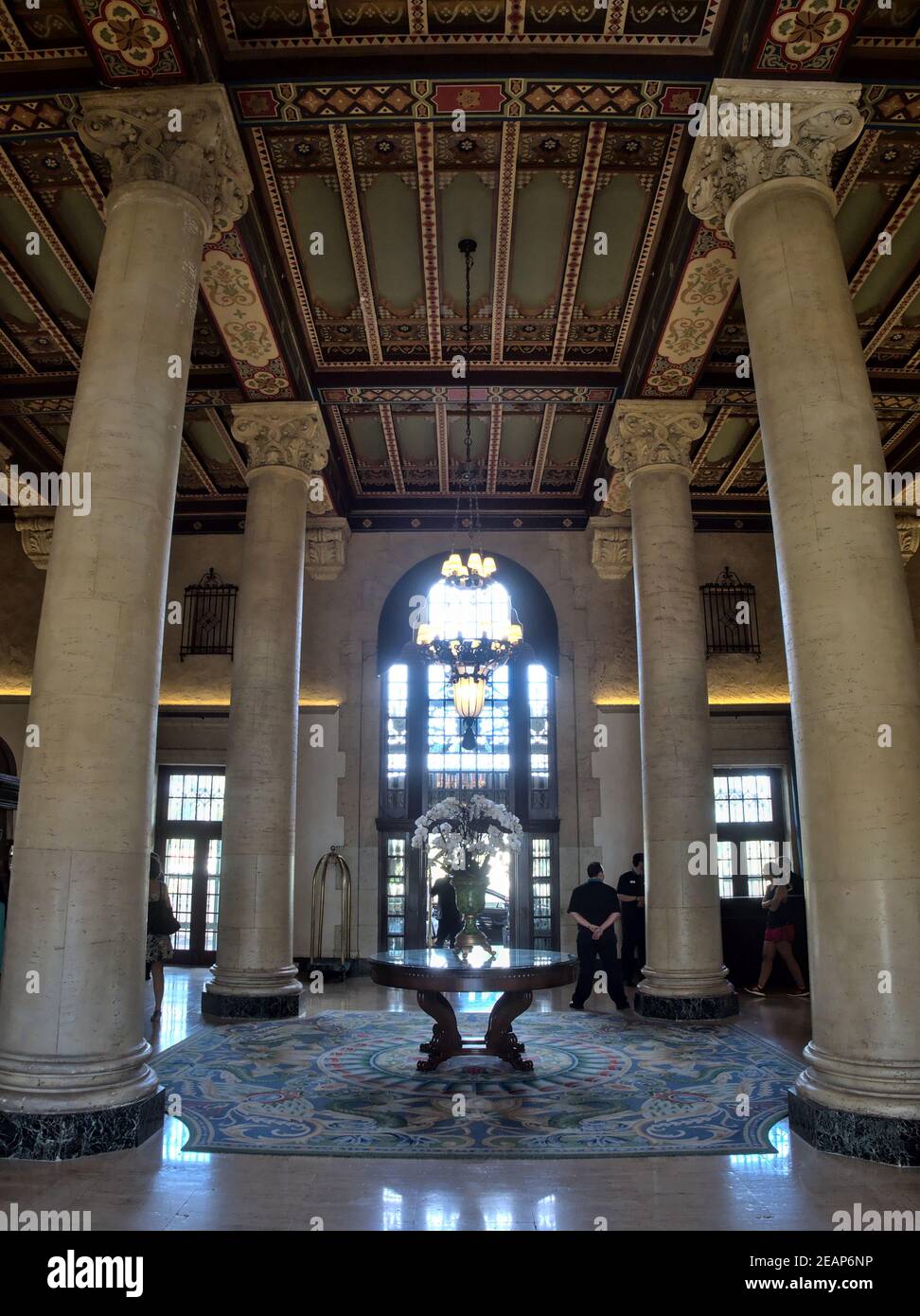 Coral Gables, Florida, USA - 2020: Main hall of the Miami Biltmore Hotel, a historic luxury hotel built in 1926. Stock Photo
