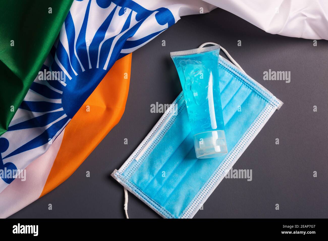 Medical protective disposable face mask for cover mouth with India flag Stock Photo