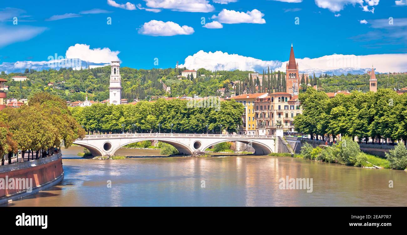 Verona bridge and Adige river panoramic view Stock Photo - Alamy